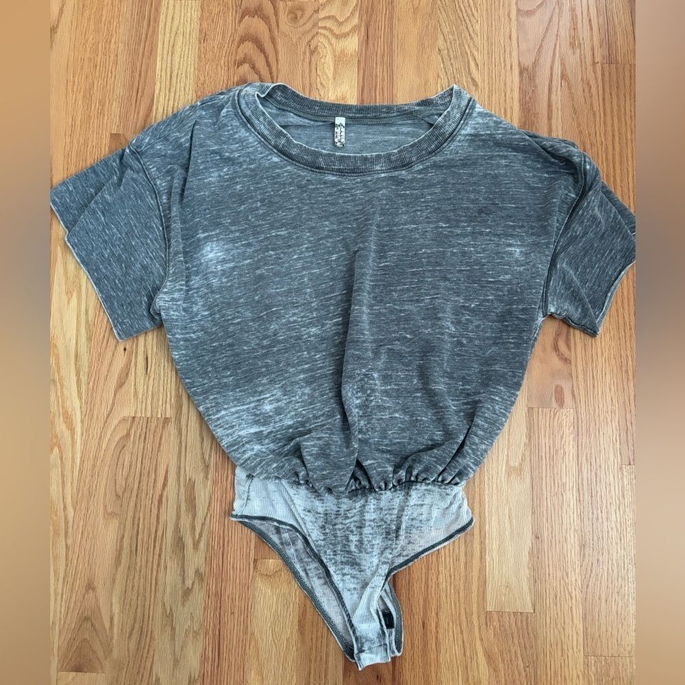 Free People Oversized Tee Bodysuit Gray XS - Like New!